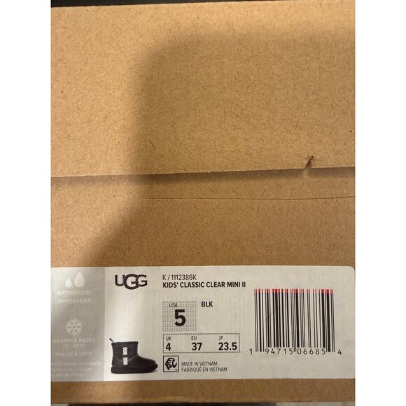 NEW UGG Classic Clear Mini II Boots Black Big Kid Size 5Y – 1112386K - Picture 7 of 7